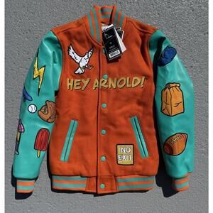 Hey Arnold Varsity Wool Youth Jacket Art District Orange Kids Size XS RARE